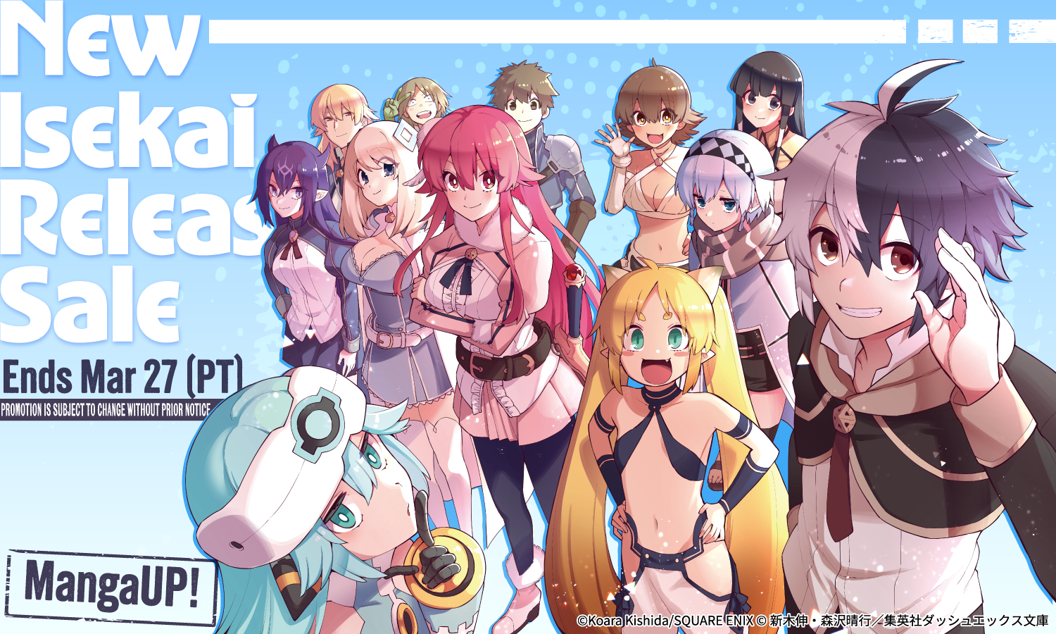 """・MANGA MIRAI ・MangaUP! New Isekai Releases Sale ・First 3chapters FREE!! ・"